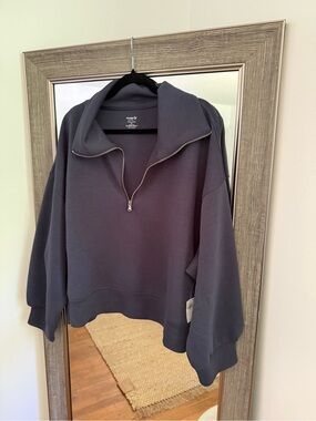 Old Navy Active Plus Size Half-Zip Pullover Sweatshirt in Dusty Blue NWT